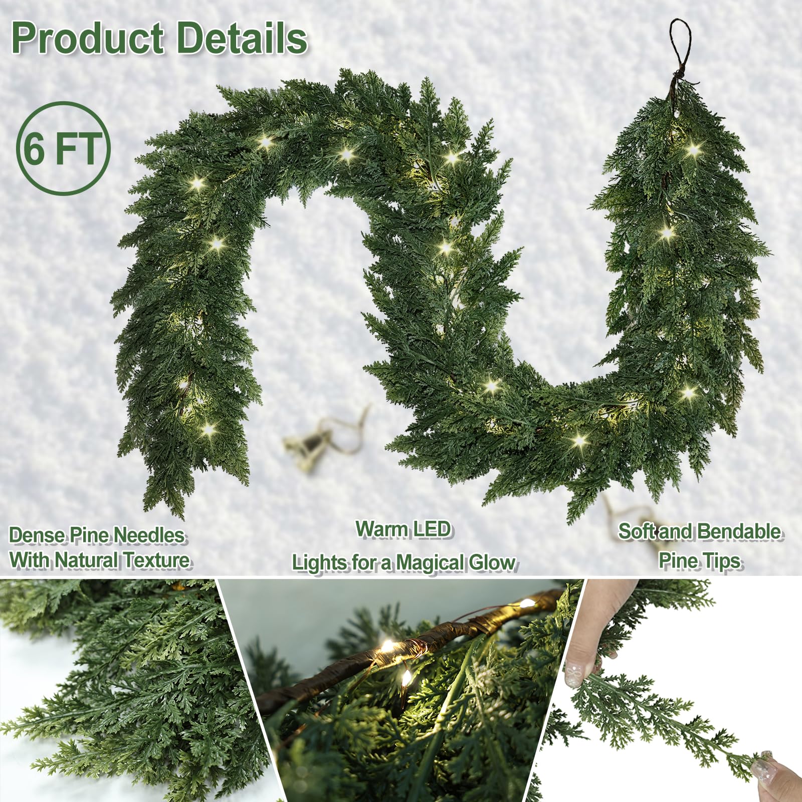 Zmtyykh garland decorated with ornaments and bows illustrating customizable styling