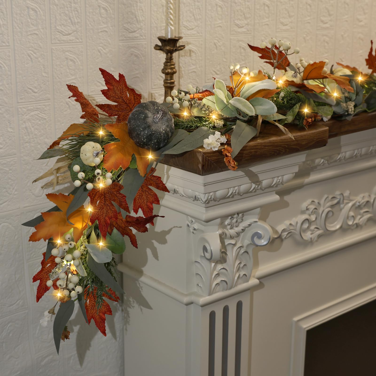 Zmtyykh garland wrapped around stair rail demonstrates easy shaping and fit