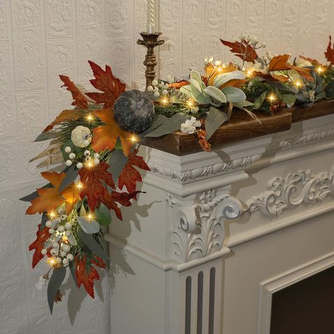 Zmtyykh garland wrapped around stair rail demonstrates easy shaping and fit