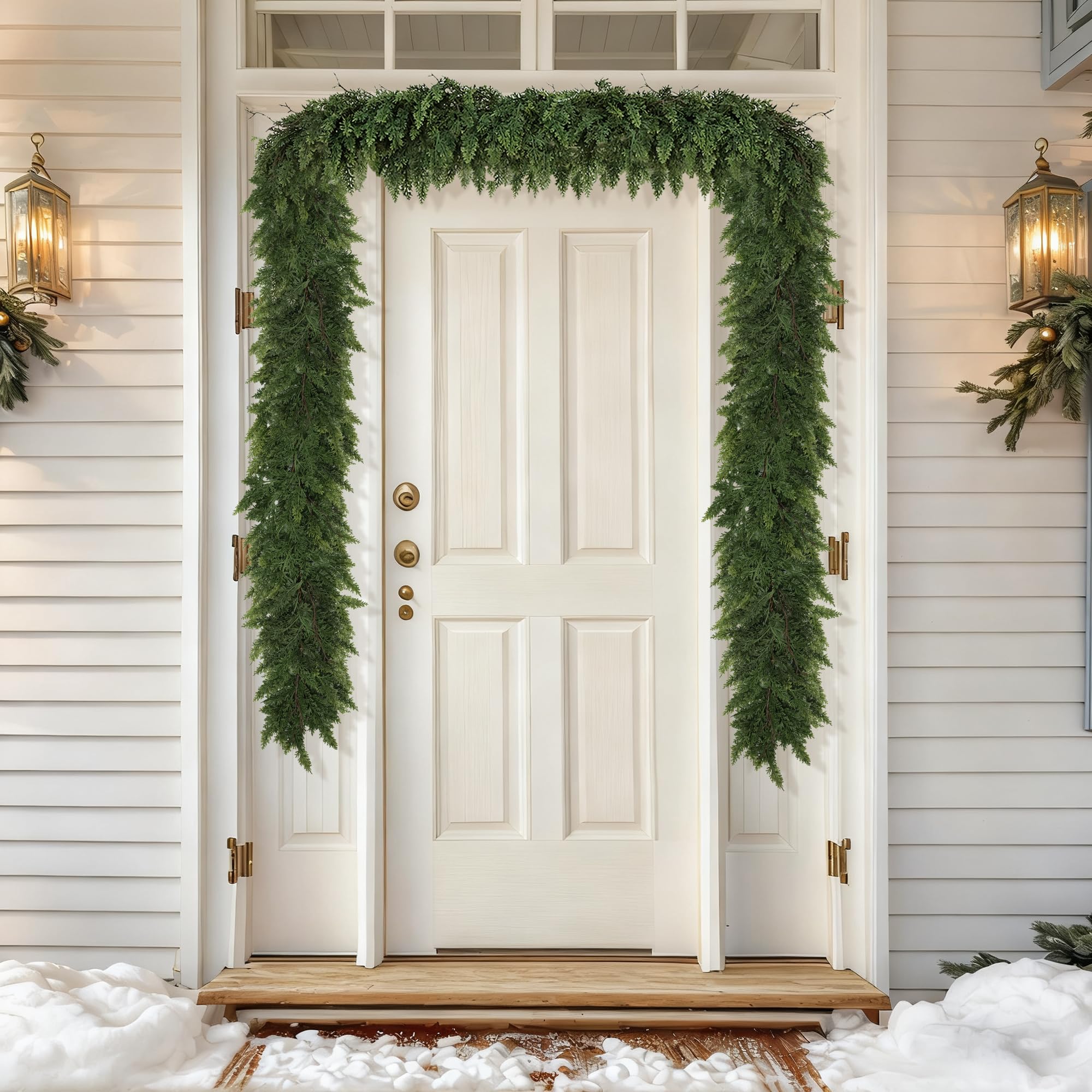 Zmtyykh garland on porch setting illustrating outdoor-friendly seasonal decor