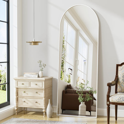 ZMYCZ arched full length mirror front view showing tall reflection and brightening benefit