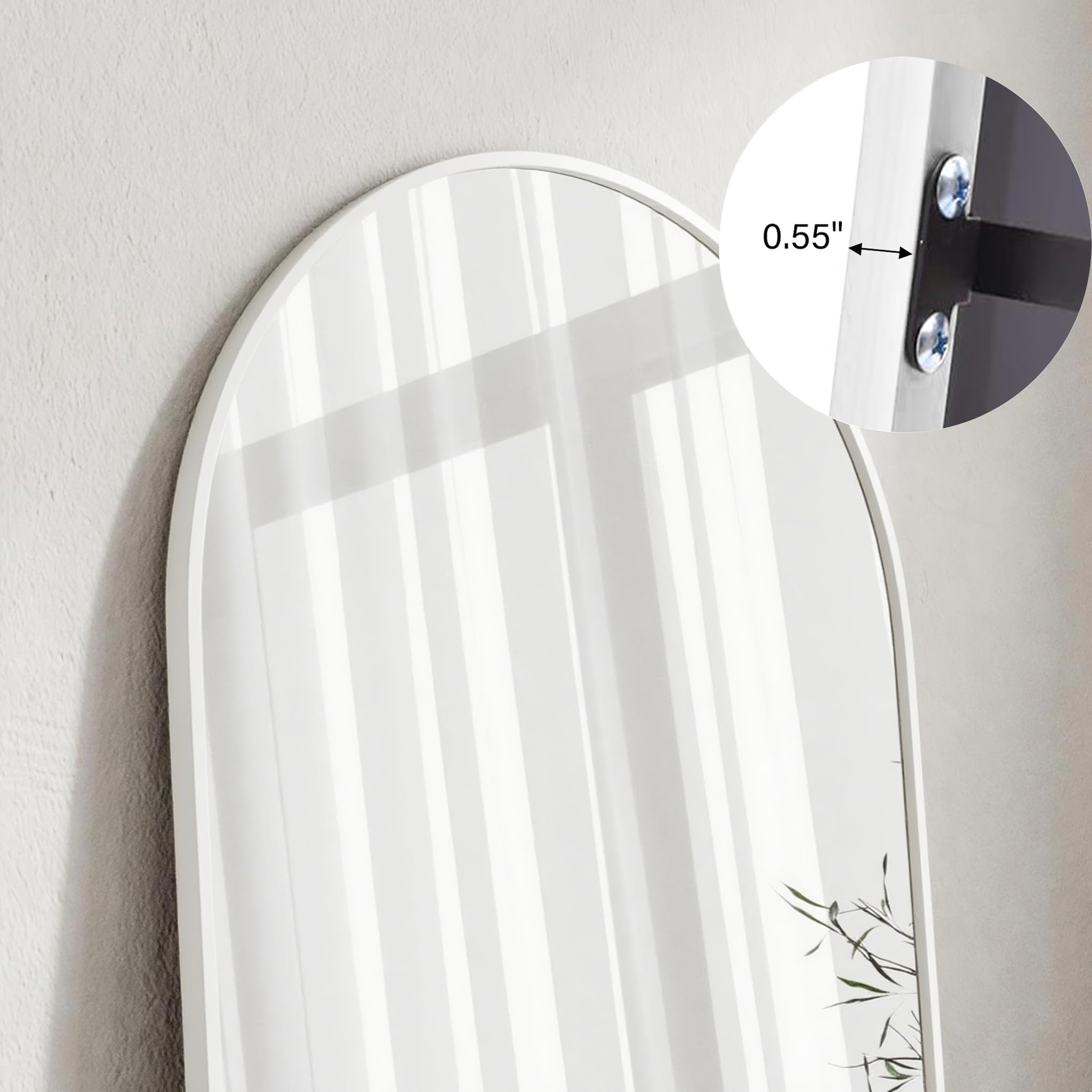 ZMYCZ mirror next to person illustrating 71x26 inch full-body coverage and scale