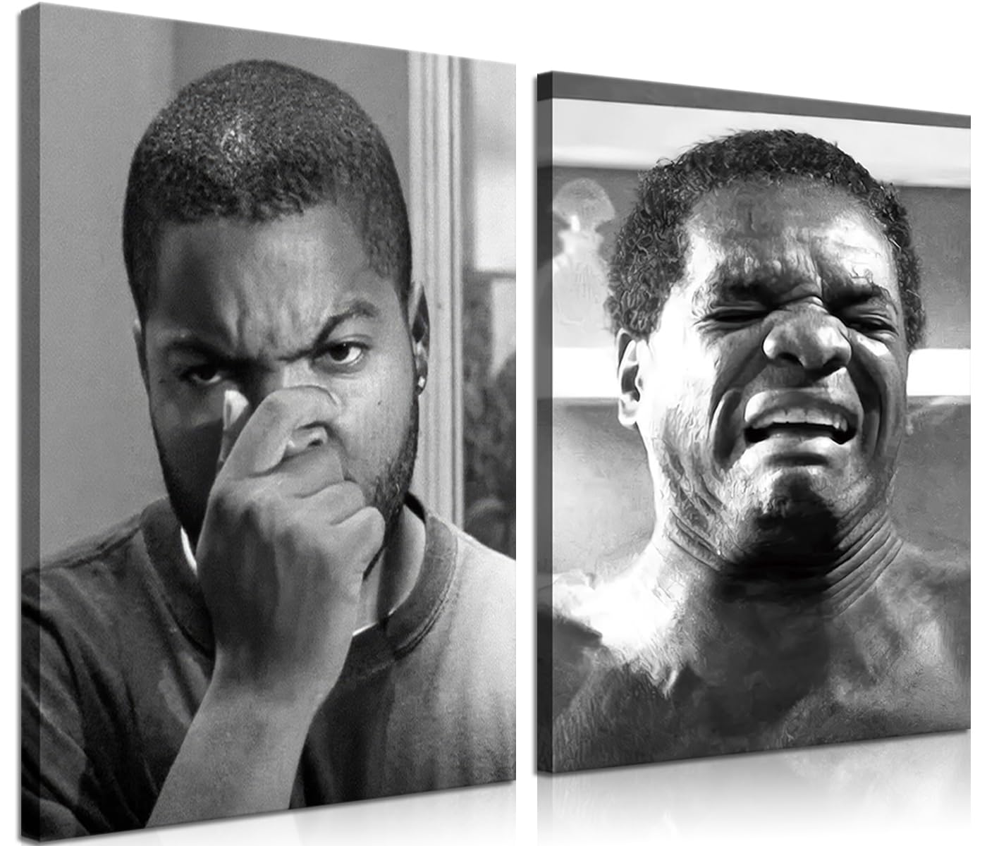 ZNHART front view of two framed prints showing vintage comedy vibe and instant personality