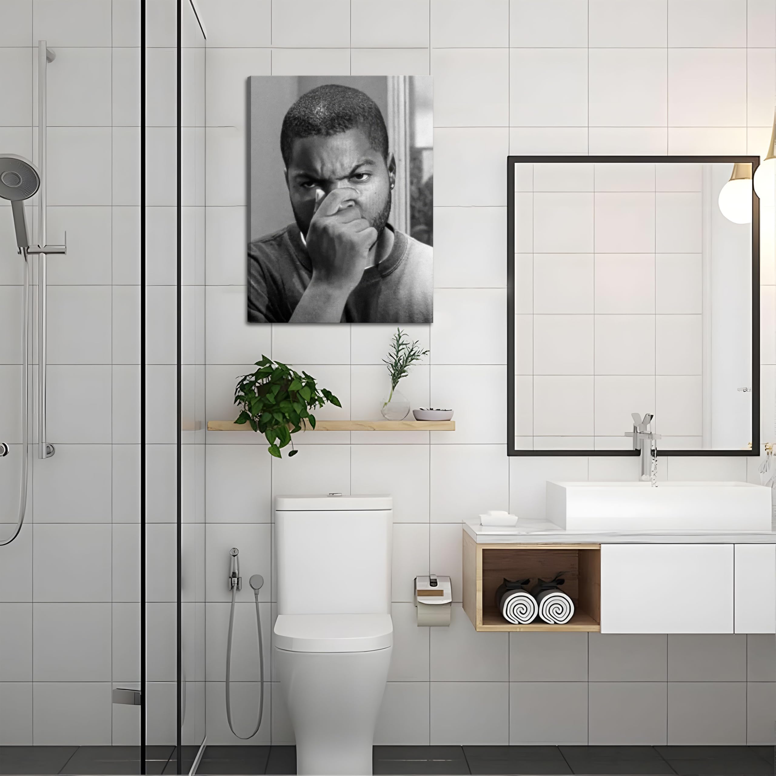 ZNHART framed prints hung over toilet adding playful charm and visual interest
