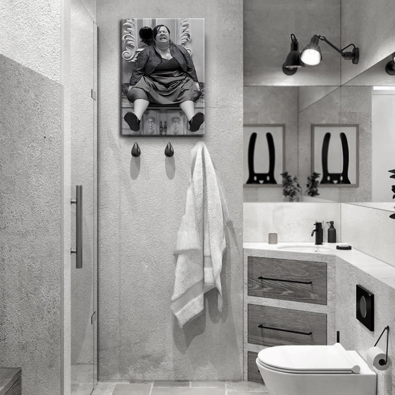 znhart size comparison with ruler and towel demonstrates perfect bathroom fit