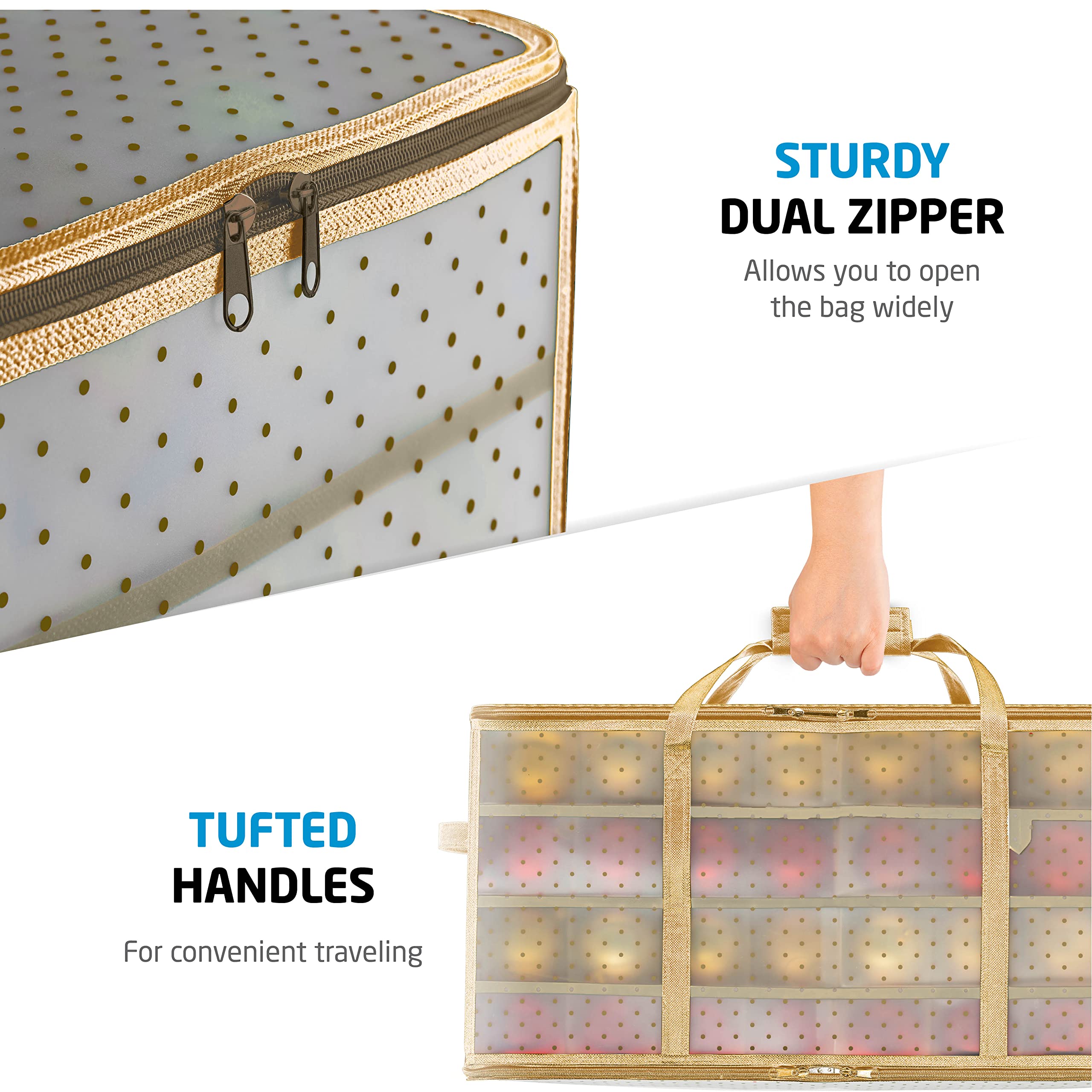 ZOBER box stacked in closet illustrating space-saving seasonal storage