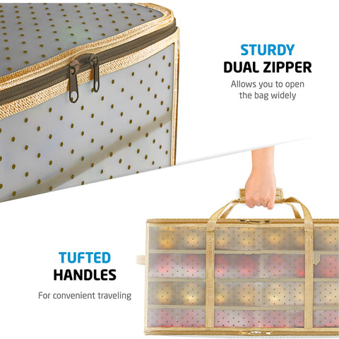 ZOBER box stacked in closet illustrating space-saving seasonal storage