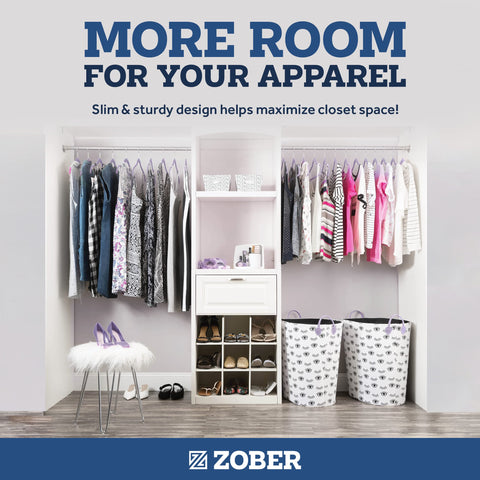 ZOBER hangers supporting a heavy coat to demonstrate durable strength