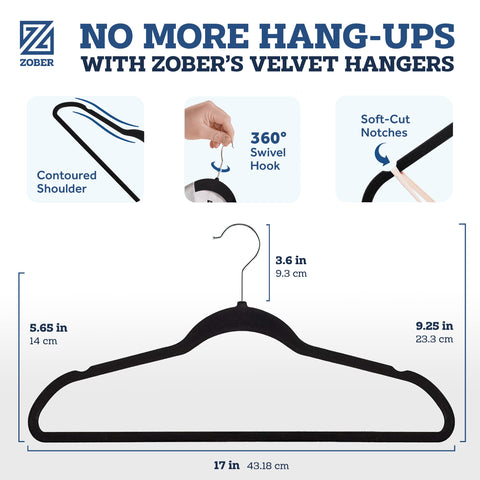 ZOBER metal swivel hook detail enabling easy hanger rotation benefit