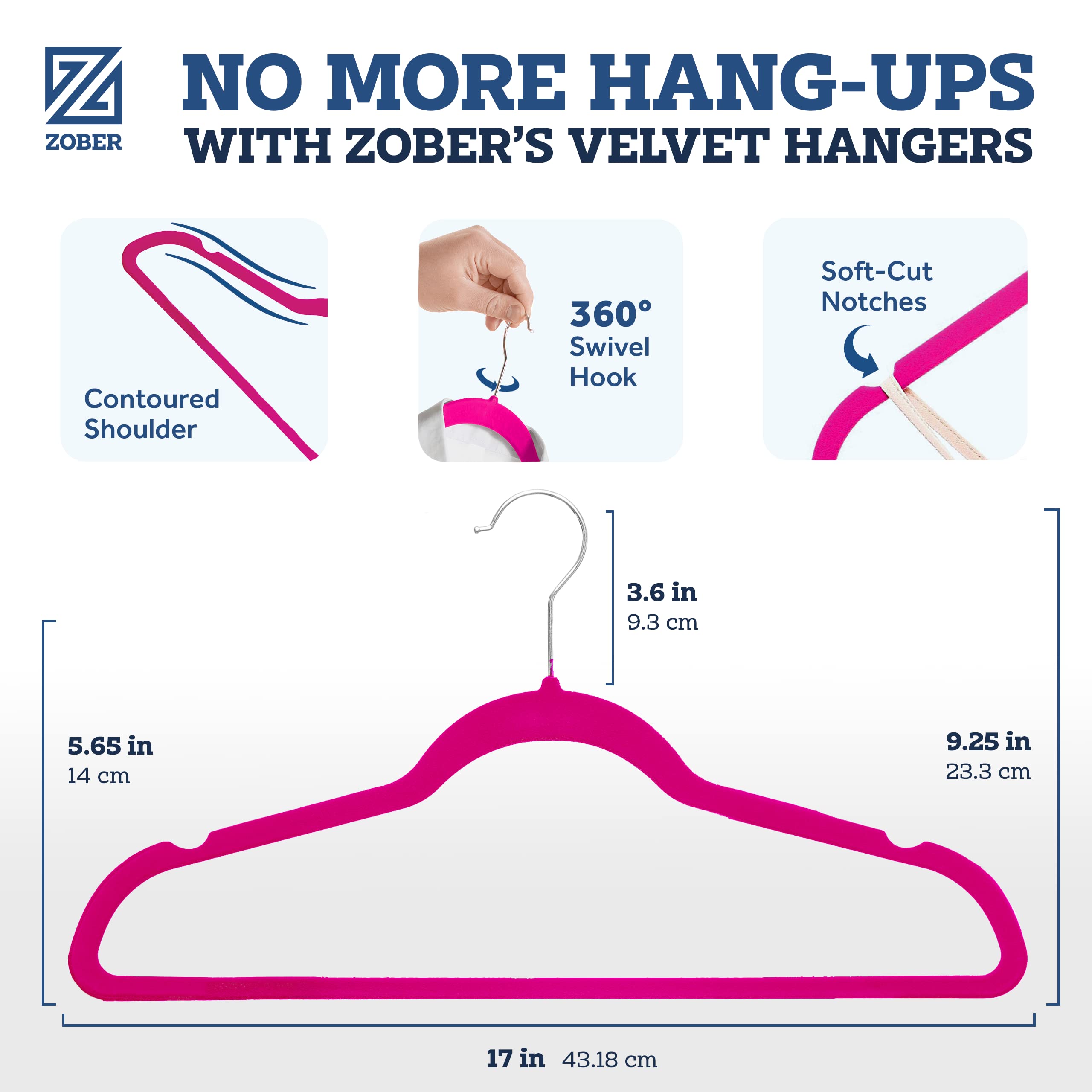 ZOBER swivel hook metal detail for easy rotating benefit
