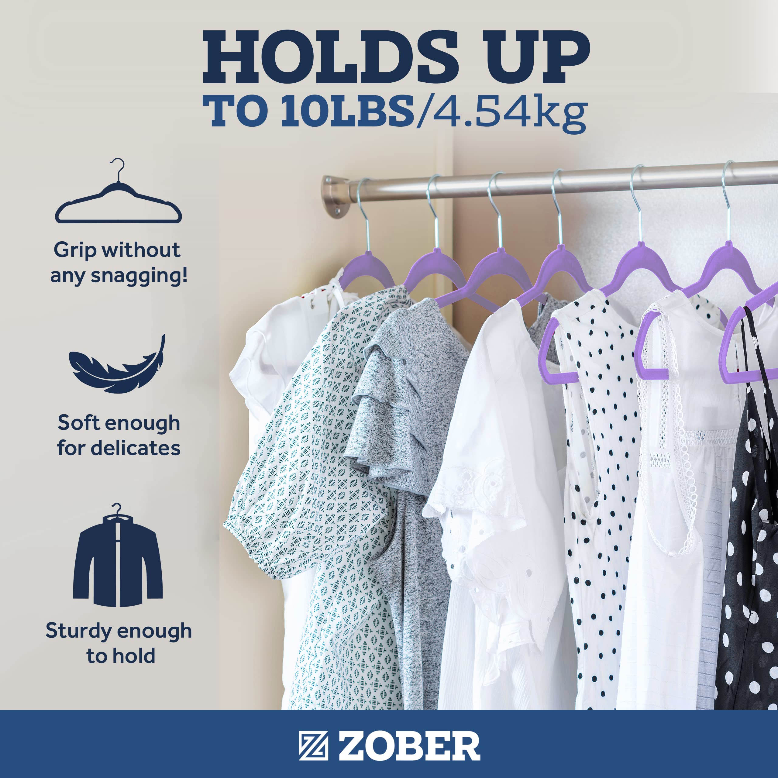 ZOBER hanger showing notched shoulders and horizontal bar for pants