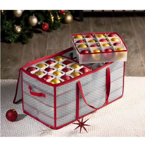 ZOBER open box showing rows of trays for quick ornament access