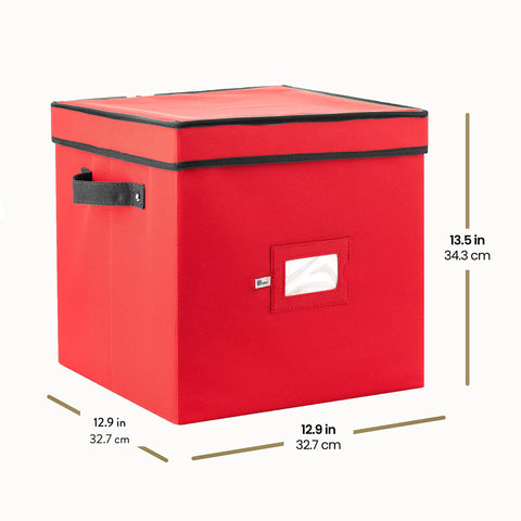 ZOBER box next to a standard shoebox to show scale and compact storage footprint