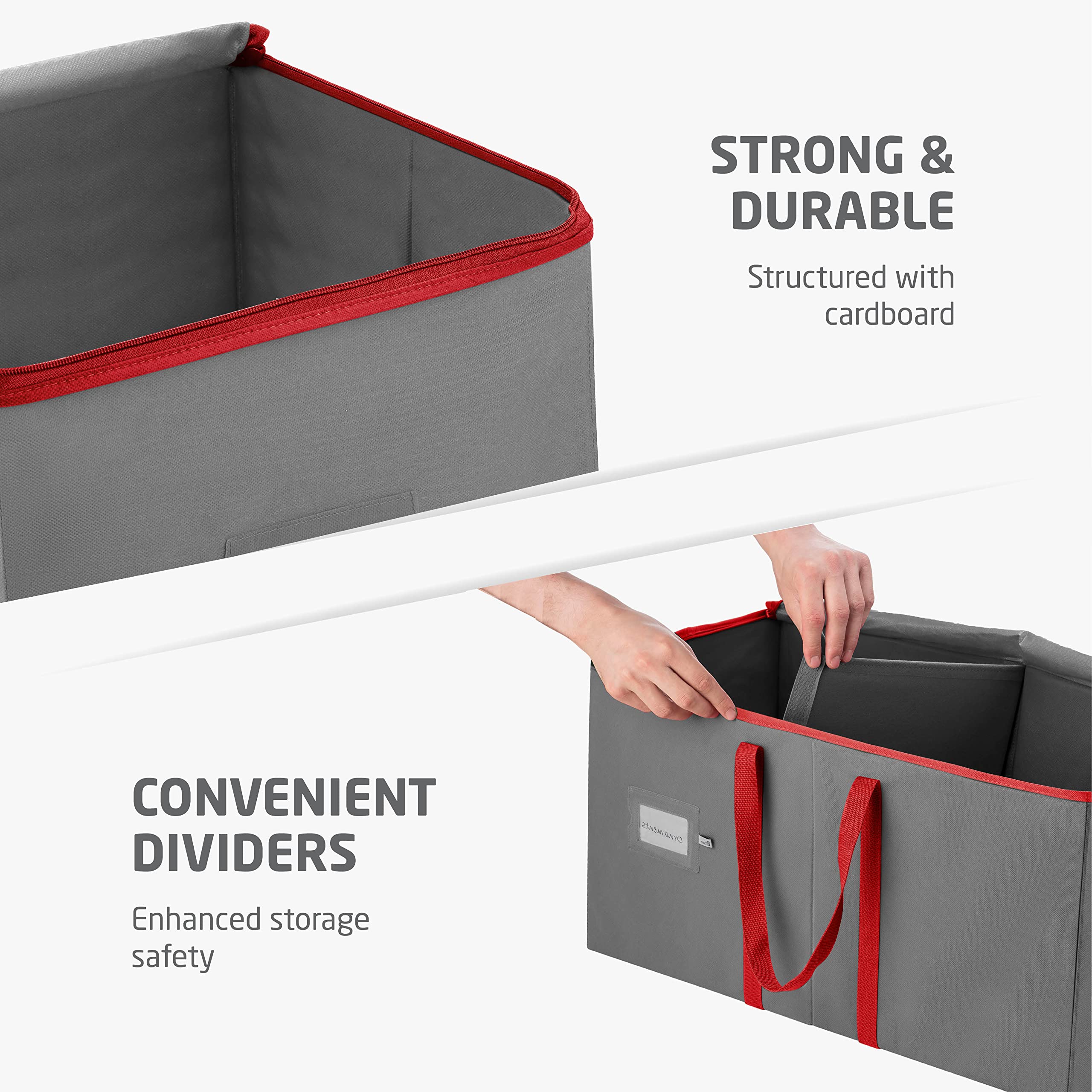 ZOBER filled with ornaments demonstrating safe separated storage and prevention of collisions