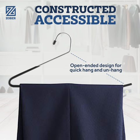 ZOBER hanger next to sneaker illustrating compact size and scale benefit