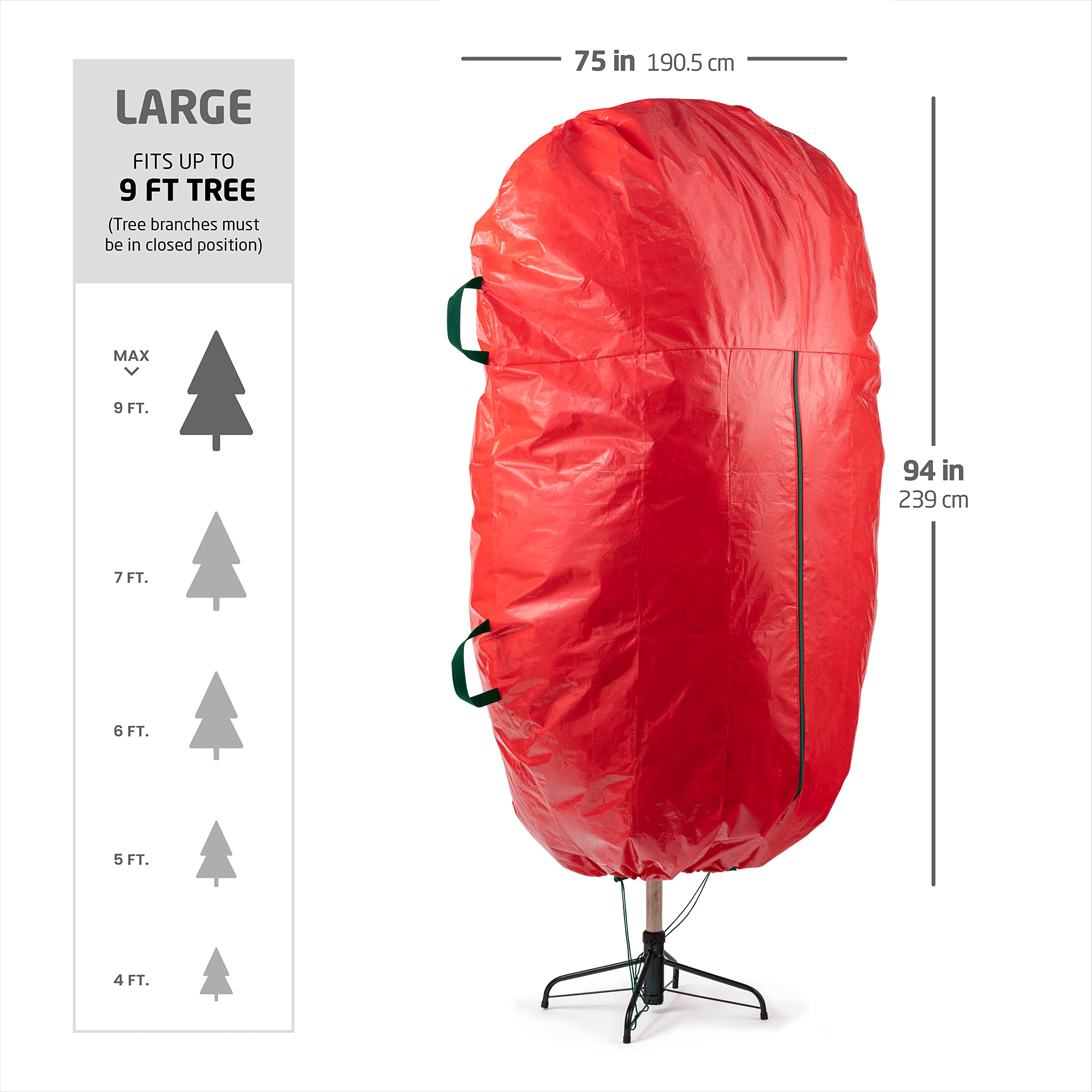 ZOBER bag next to ladder showing height scale for accurate fit
