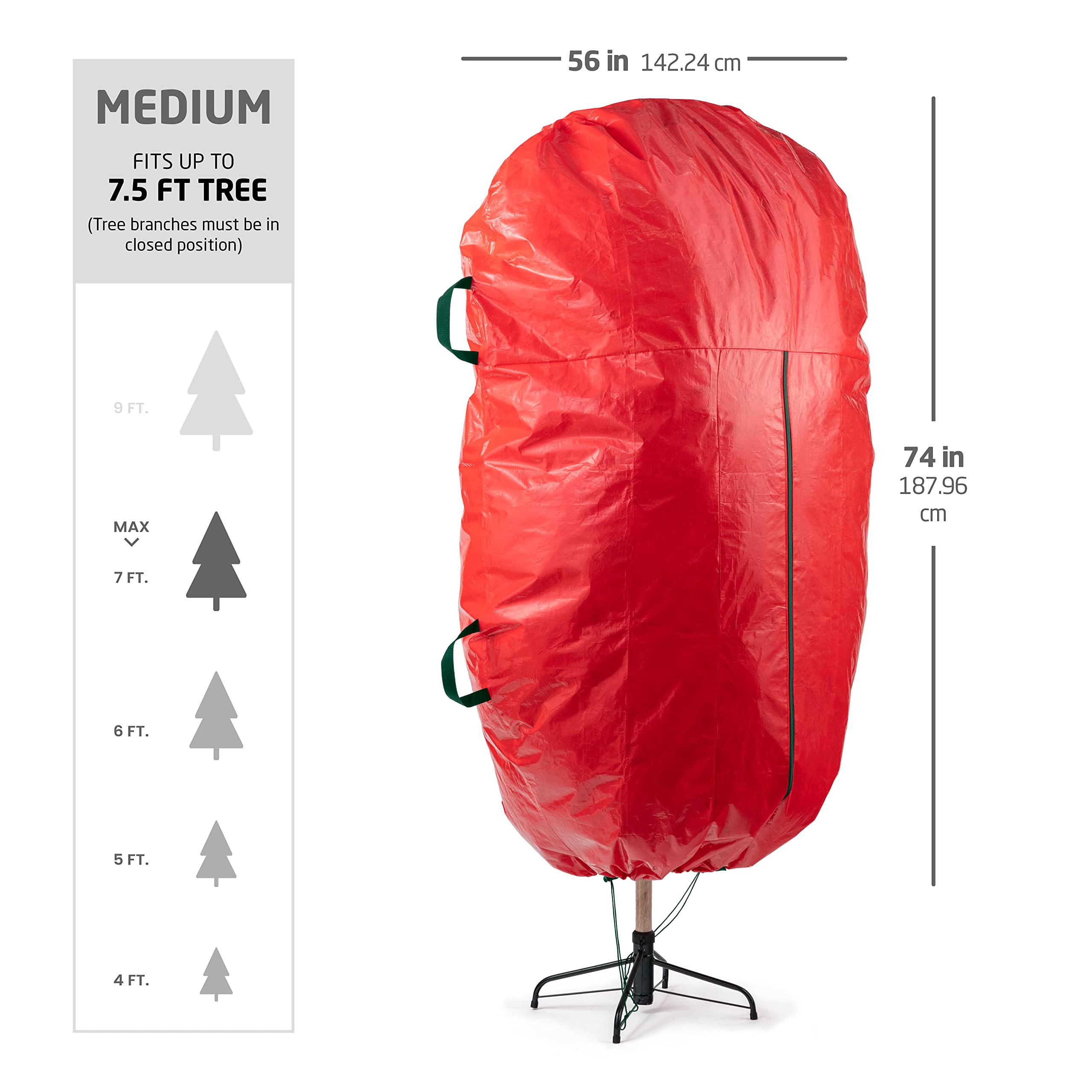 ZOBER stored upright tree in bag for easy moving and protection