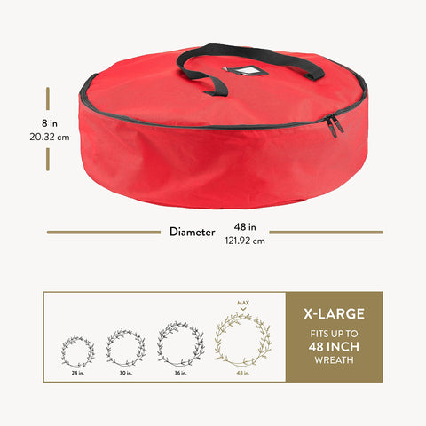 ZOBER wreath bag hanging in closet to save space and organize decor
