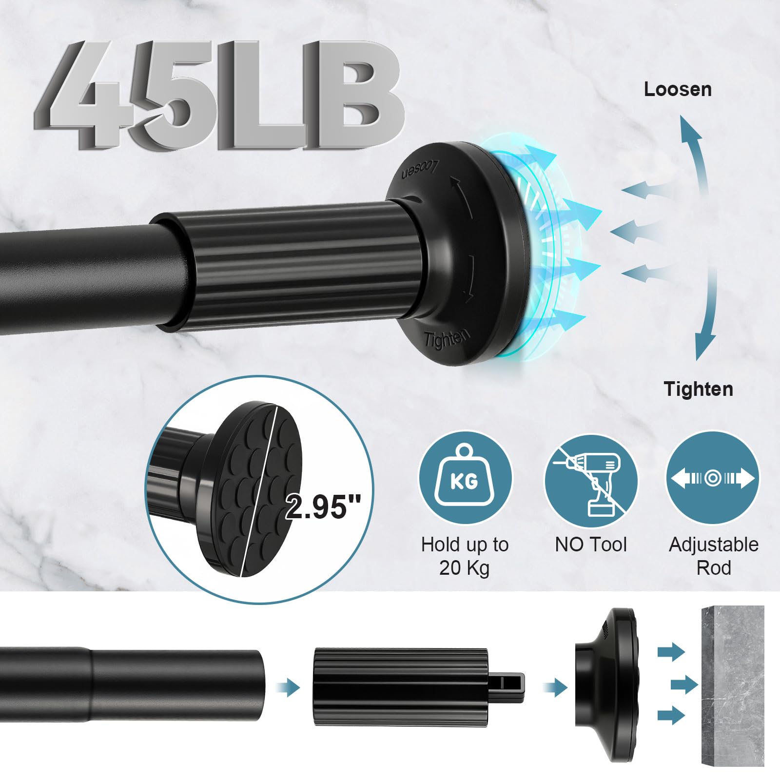ZOCONE mounted rod with scale comparison for room-wide coverage