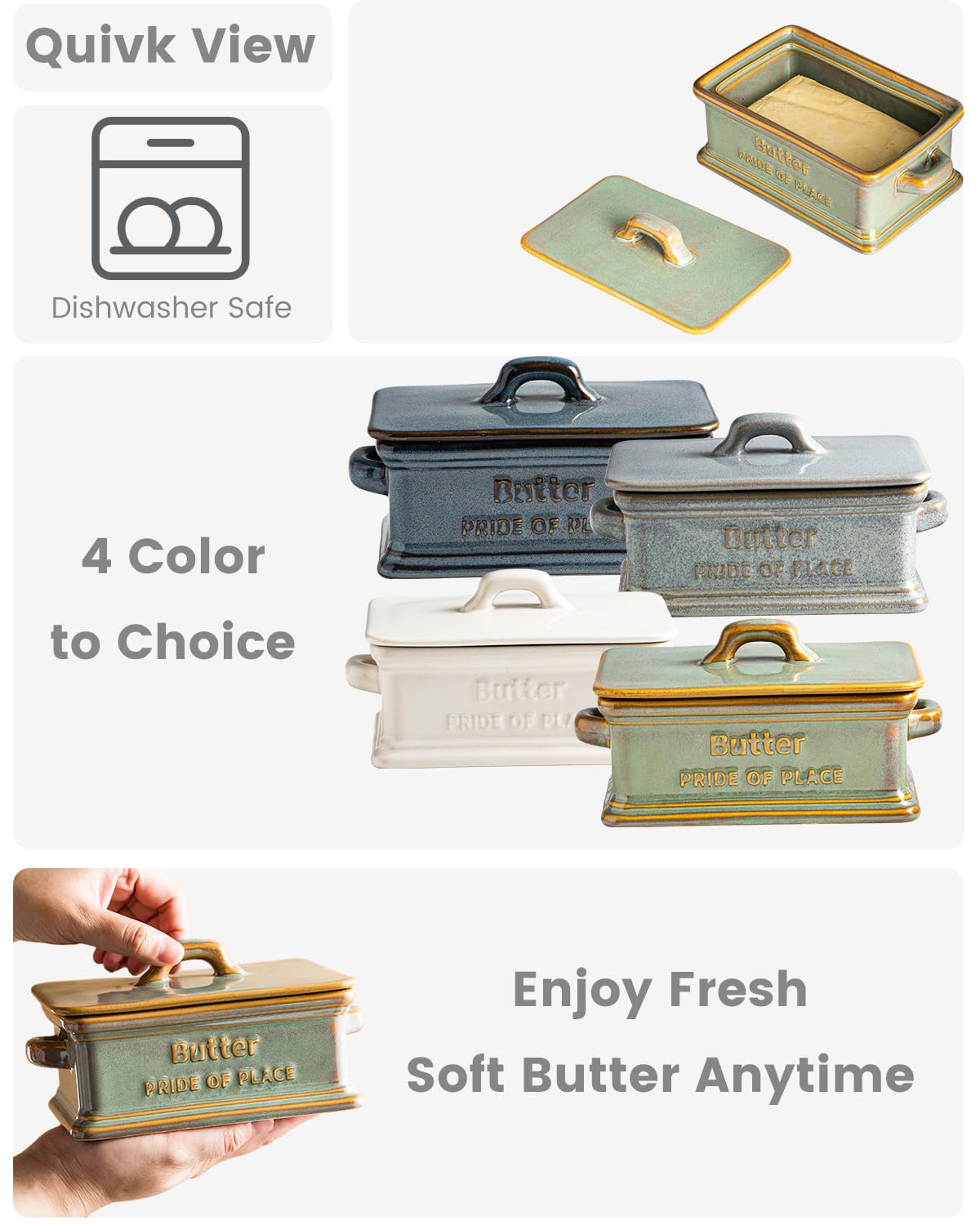 Zoeeker butter dish open with two sticks inside for ready serving