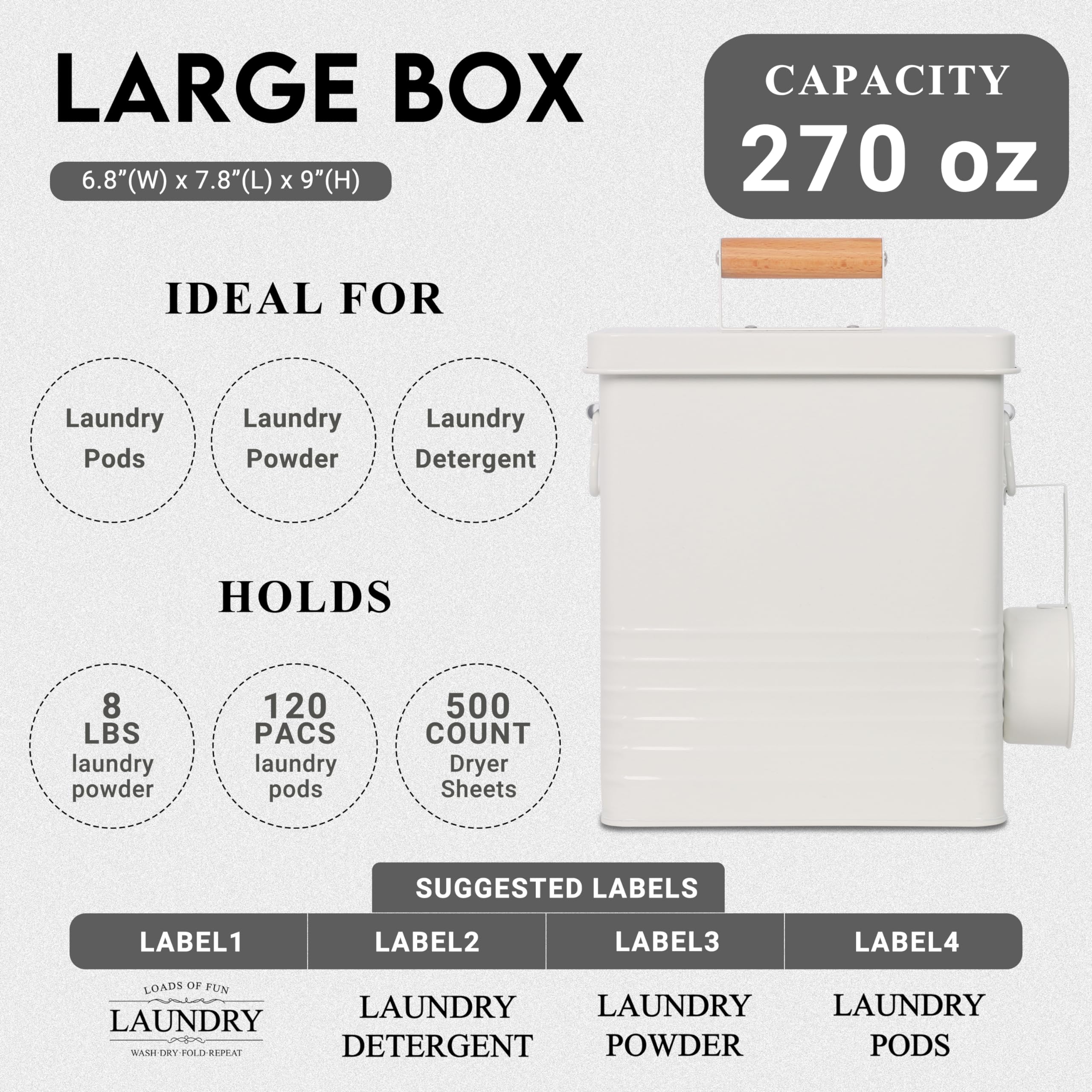 ZOES HOMEWARE container open with laundry pods for quick access benefit