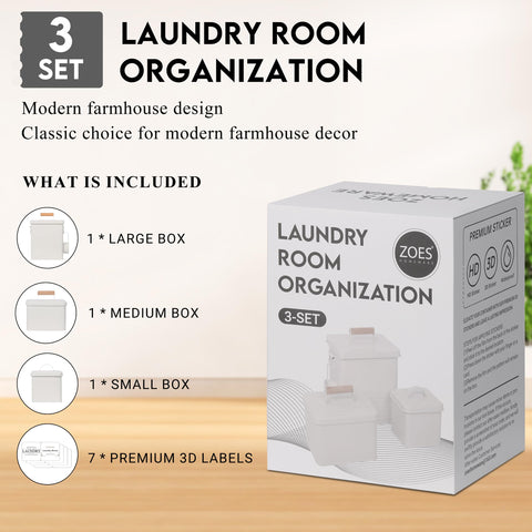 ZOES HOMEWARE close-up of 3D label detail showing readable organization