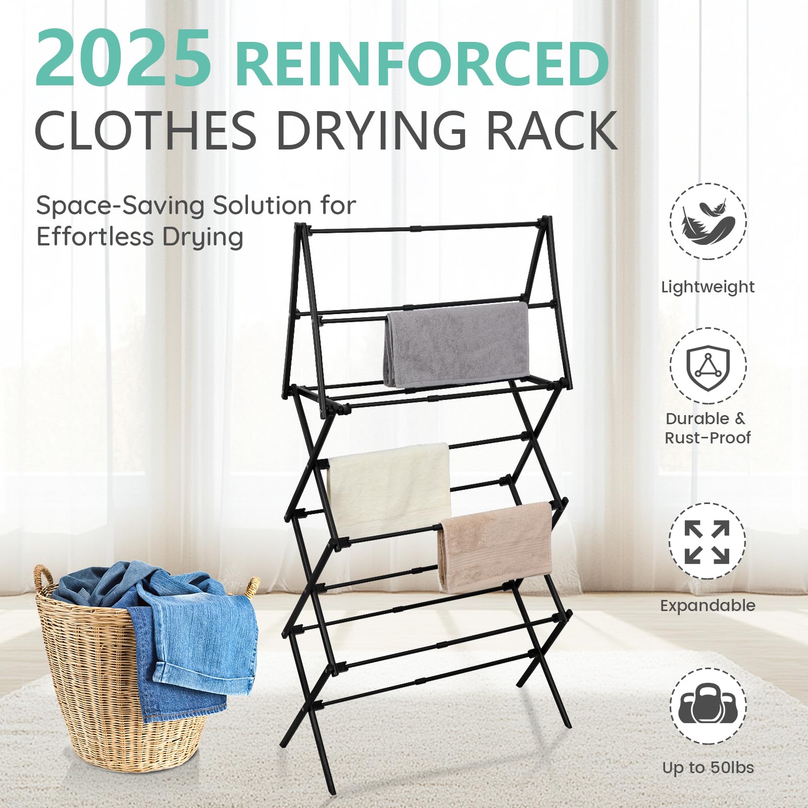 ZOES HOMEWARE folded flat for slim storage and quick stowing benefit