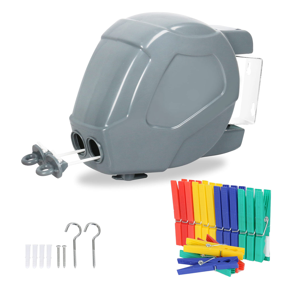 ZOES HOMEWARE front-mounted clothesline showing compact ABS shell and easy access
