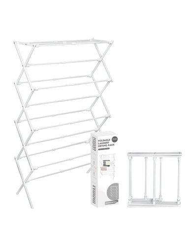 ZOES HOMEWARE front view of 4-tier drying rack showing full setup and benefits
