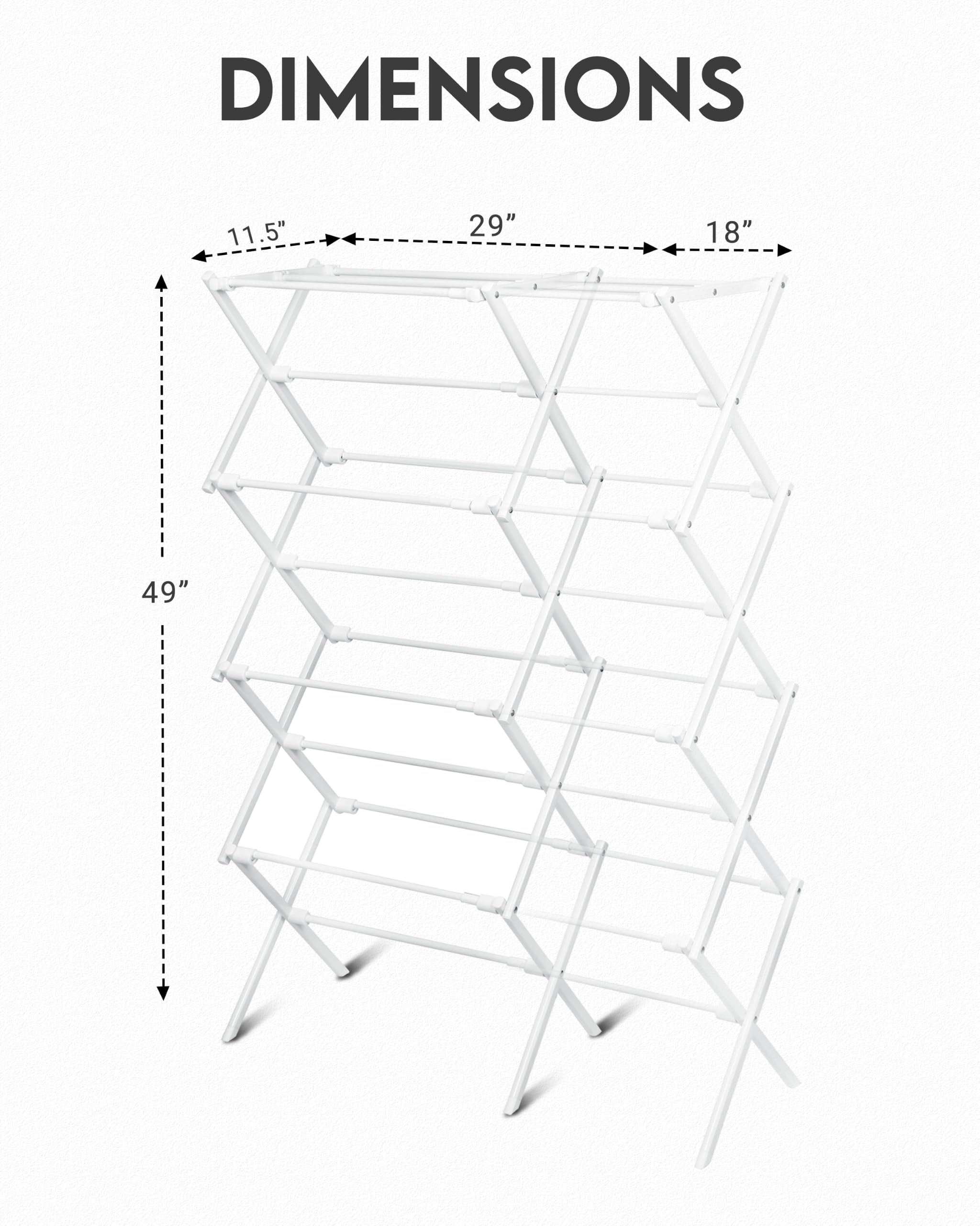 ZOES HOMEWARE material label showing steel and ABS for rust resistance benefit