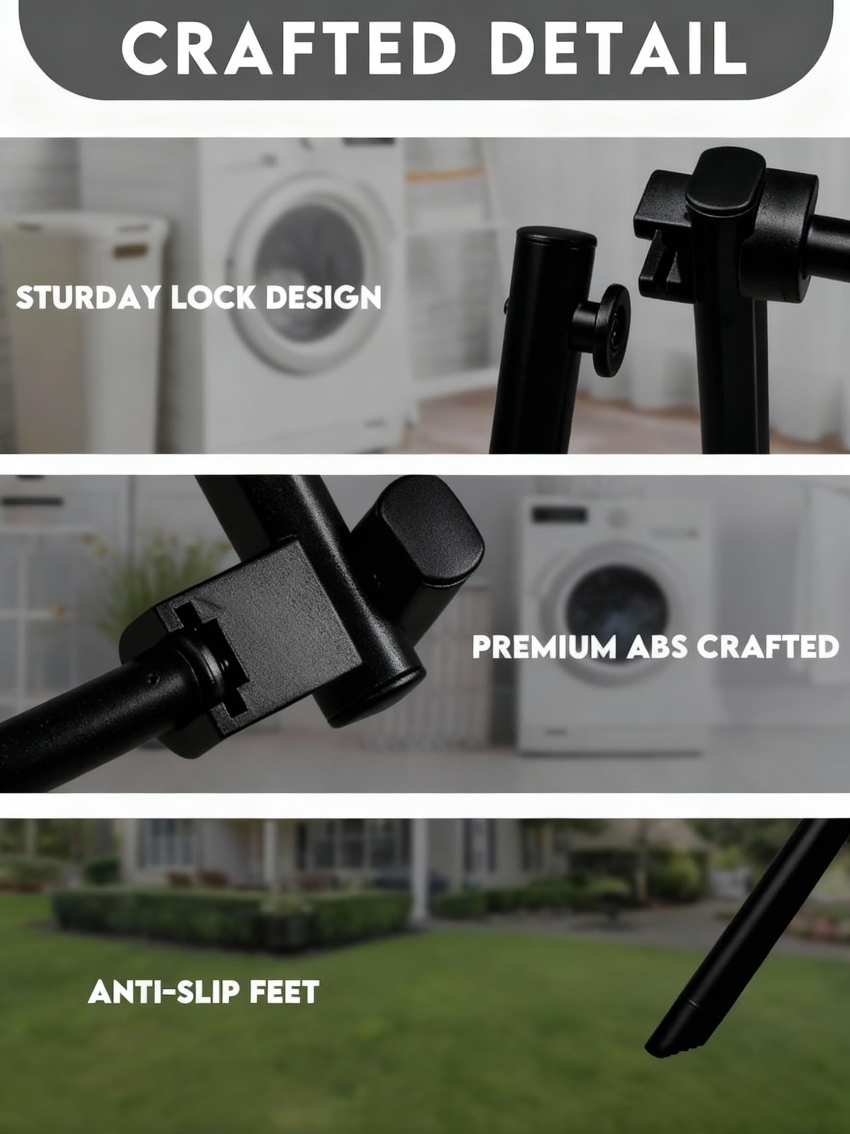 ZOES HOMEWARE adjustable width slide mechanism demonstrating customizable fit for tight spaces