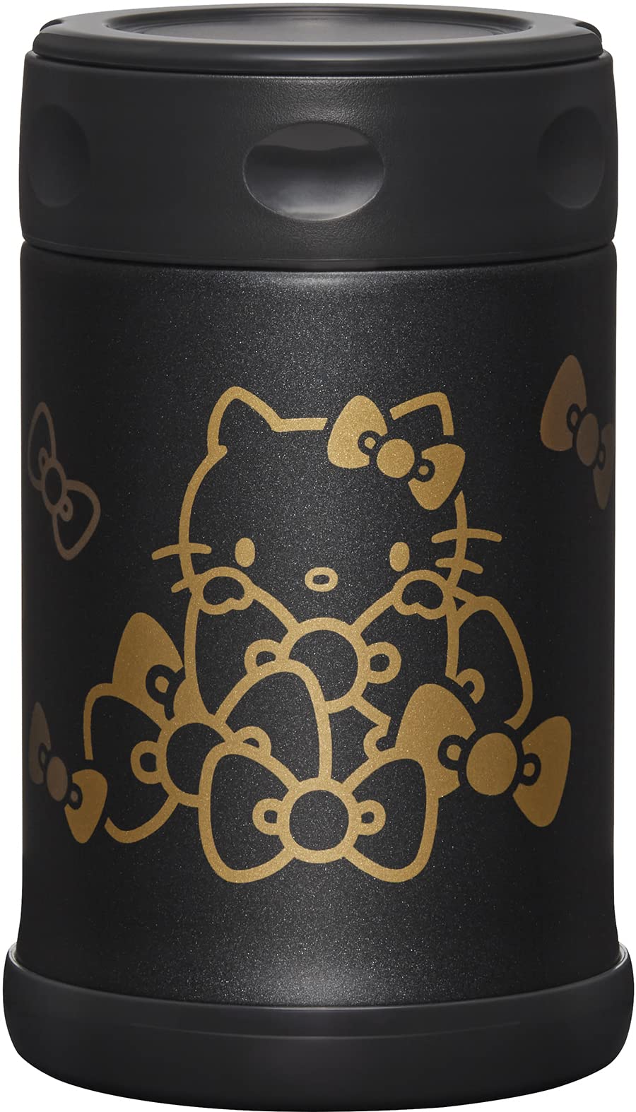 Zojirushi Hello Kitty front view showing compact black design and branding convenience