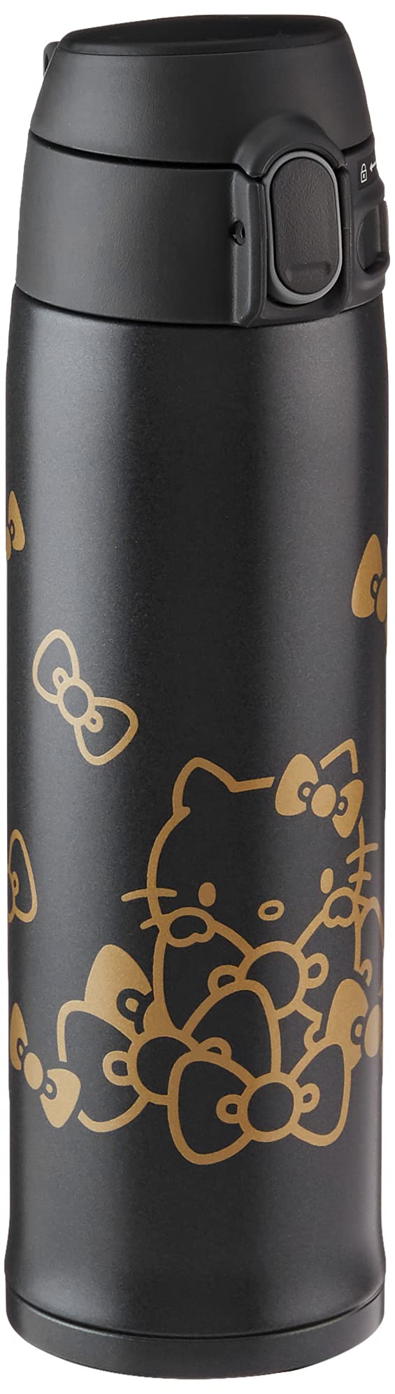 Zojirushi Hello Kitty mug front view showing compact design and travel-ready benefit