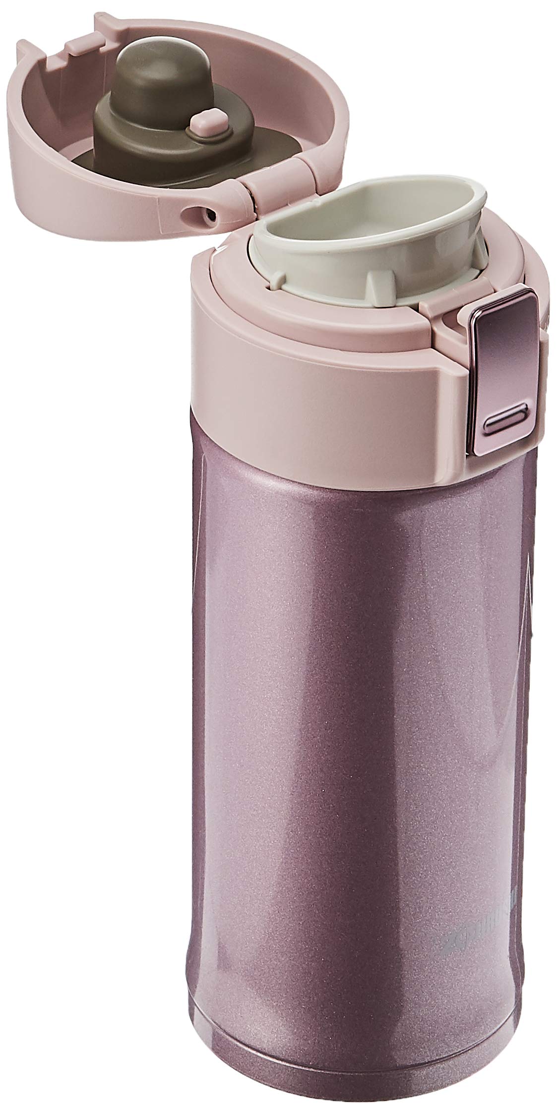 Zojirushi mug in hand illustrating 12oz size and easy portability benefit