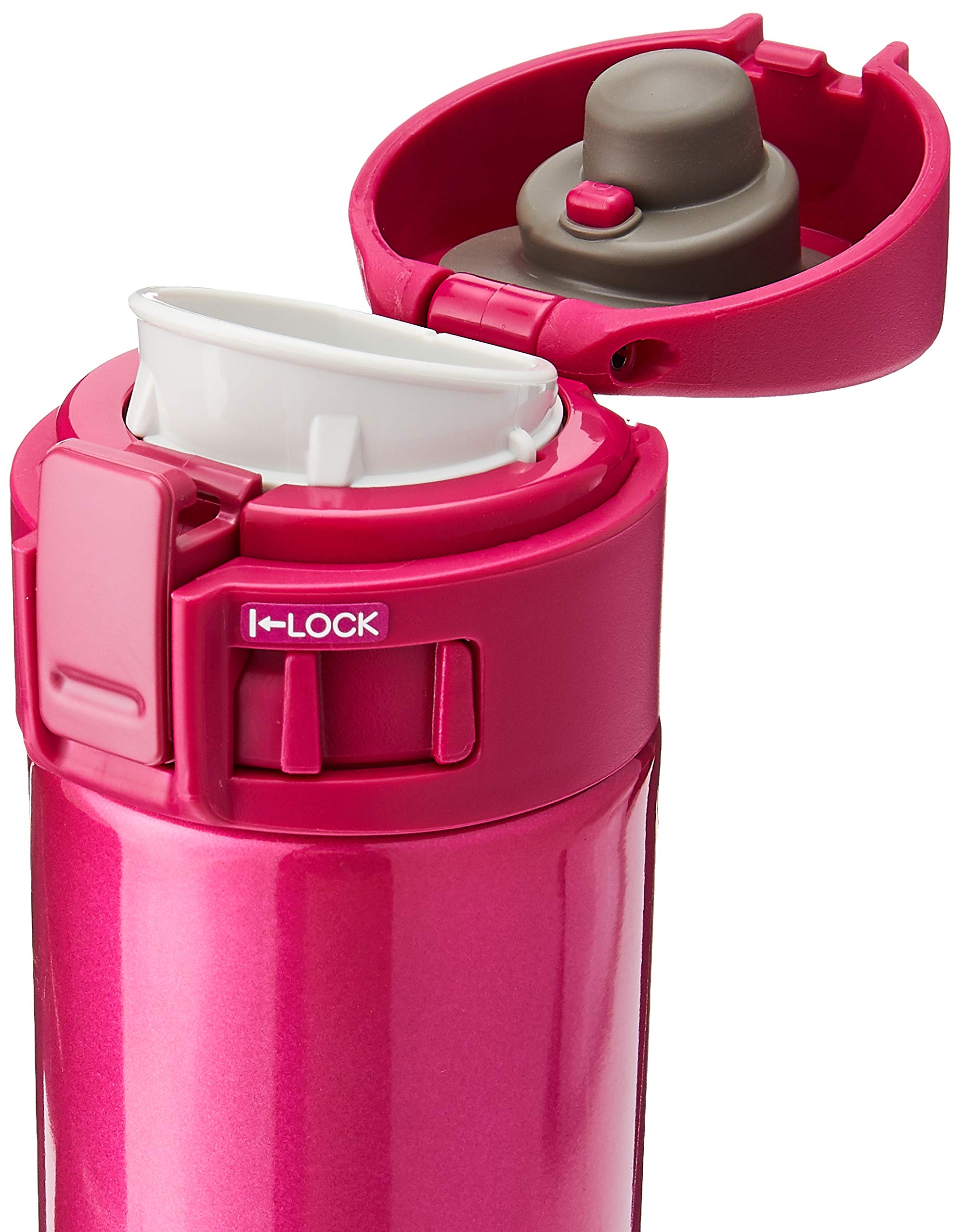 Zojirushi flip lid detail with safety lock for secure spill prevention