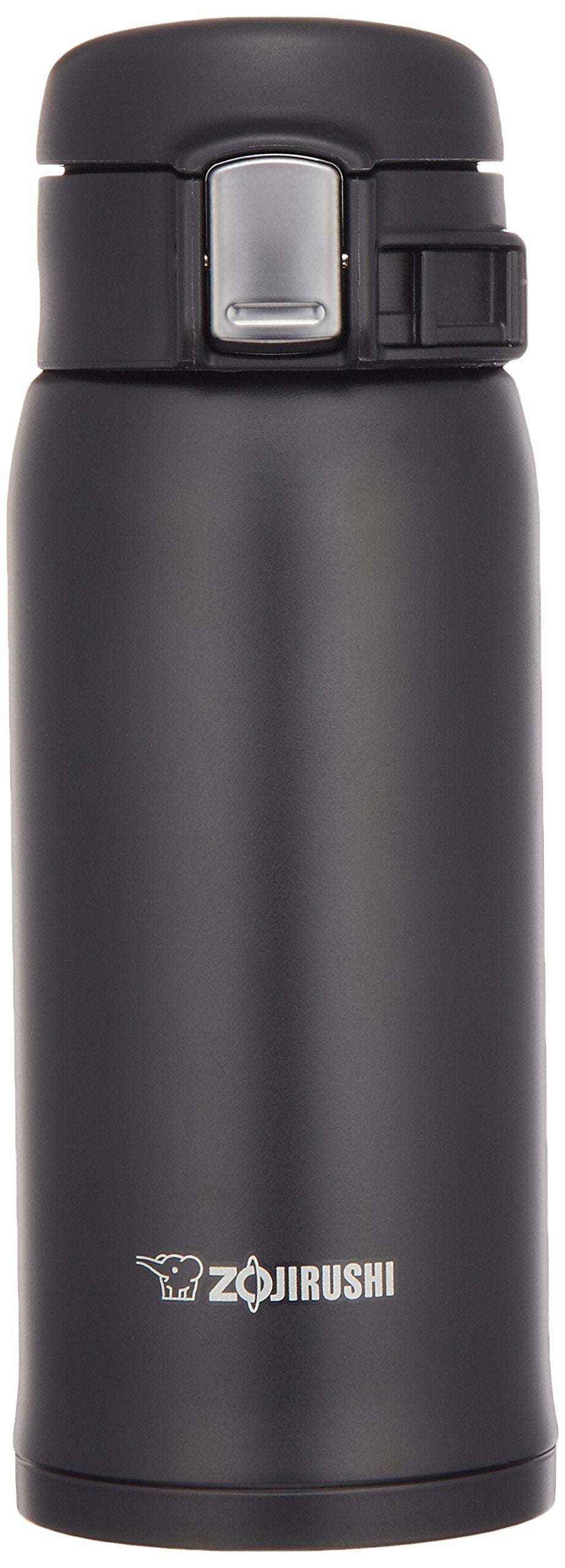 Zojirushi mug front view showing black finish and compact profile benefiting portability