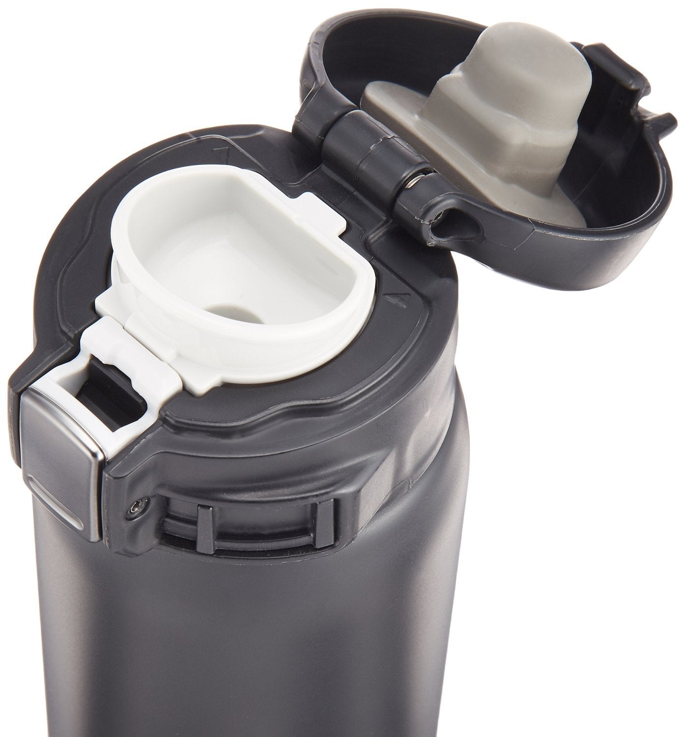 Zojirushi lid detail with safety lock highlighting leak-resistant convenience
