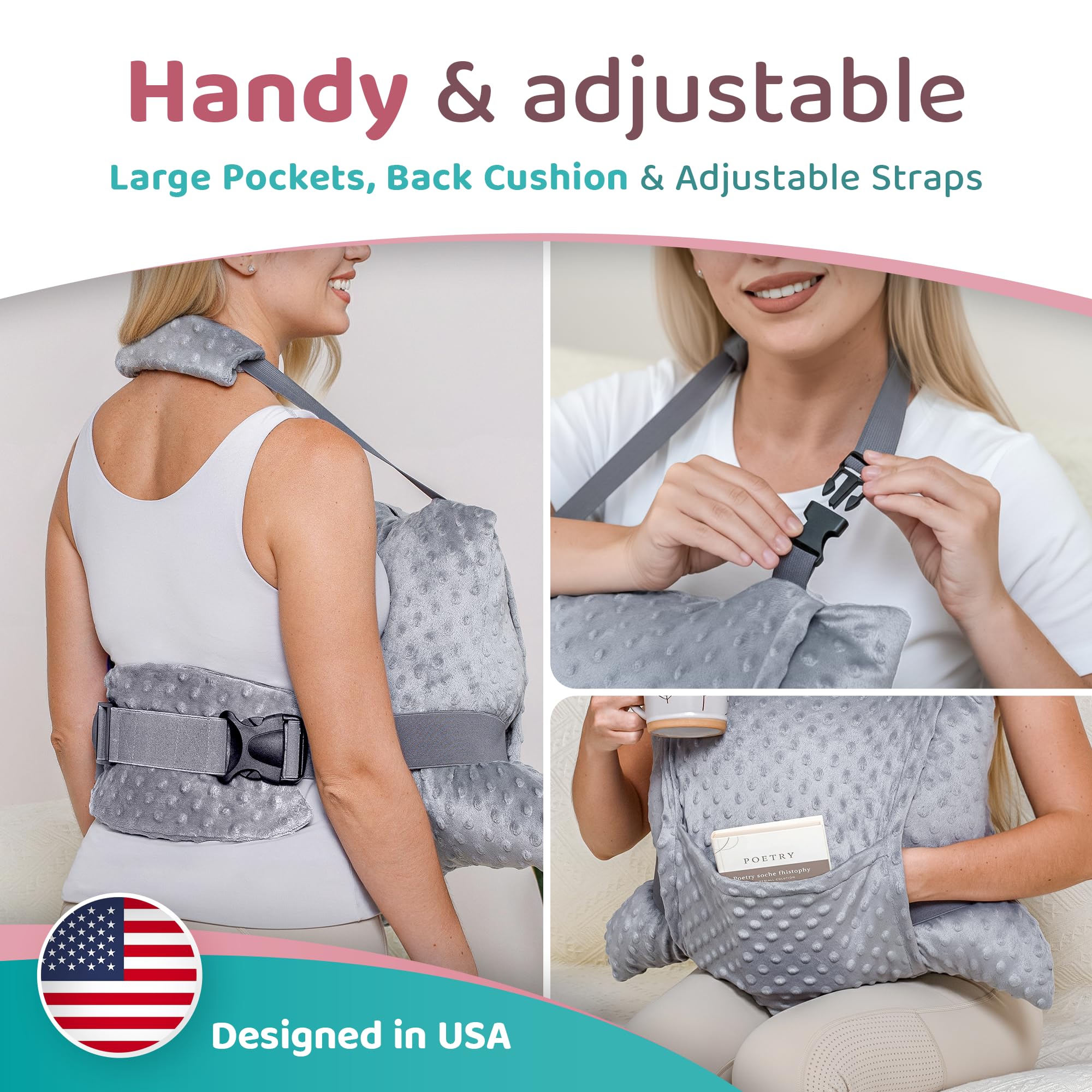 Zomaple pillow in use on couch protecting incision and easing movement