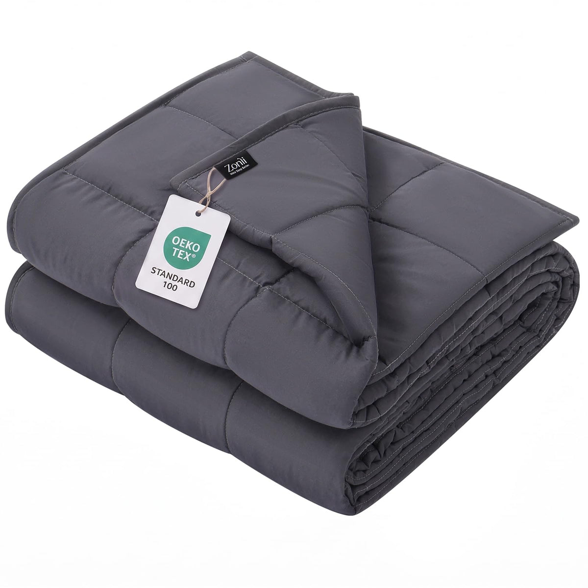 ZonLi front view dark grey blanket showing full 60x80 coverage and sleek finish