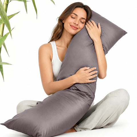 ZonLi front view of full-body weighted pillow showing breathable cover and shape for cooler sleep