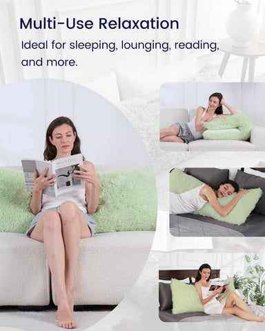 ZonLi pillow on bed illustrating large size and scale for whole-body support