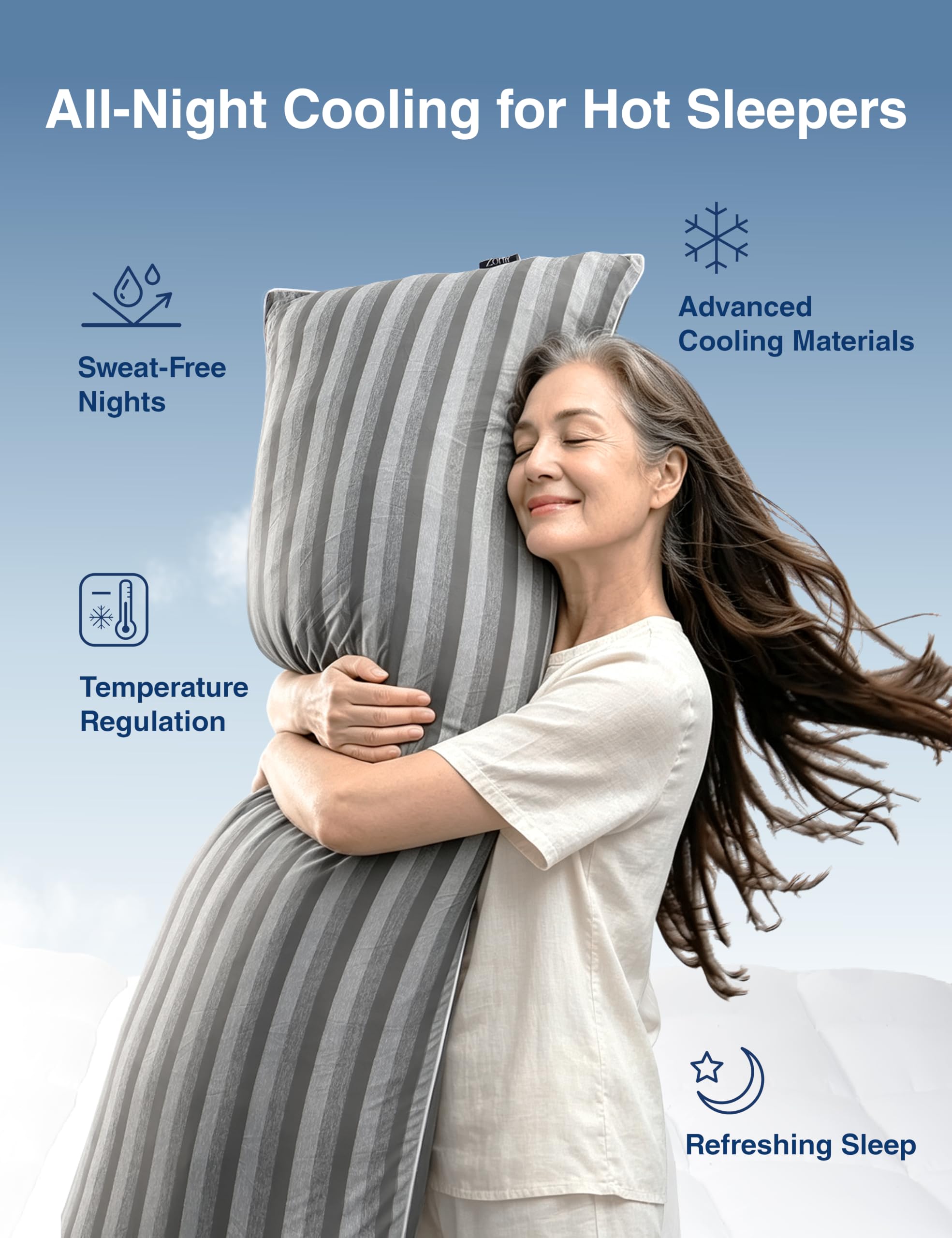 ZonLi two-sided cover showing cooling side and elastic wrinkle-free side