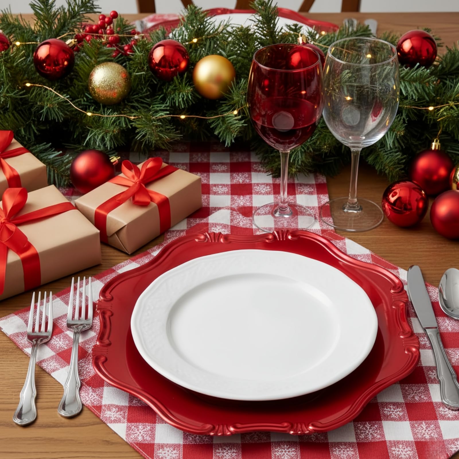 ZOOFOX charger plate under dinnerware demonstrating protection and styling