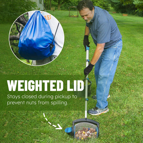 zozen dump outlet detail showing patented weighted lid and easy hands-free emptying