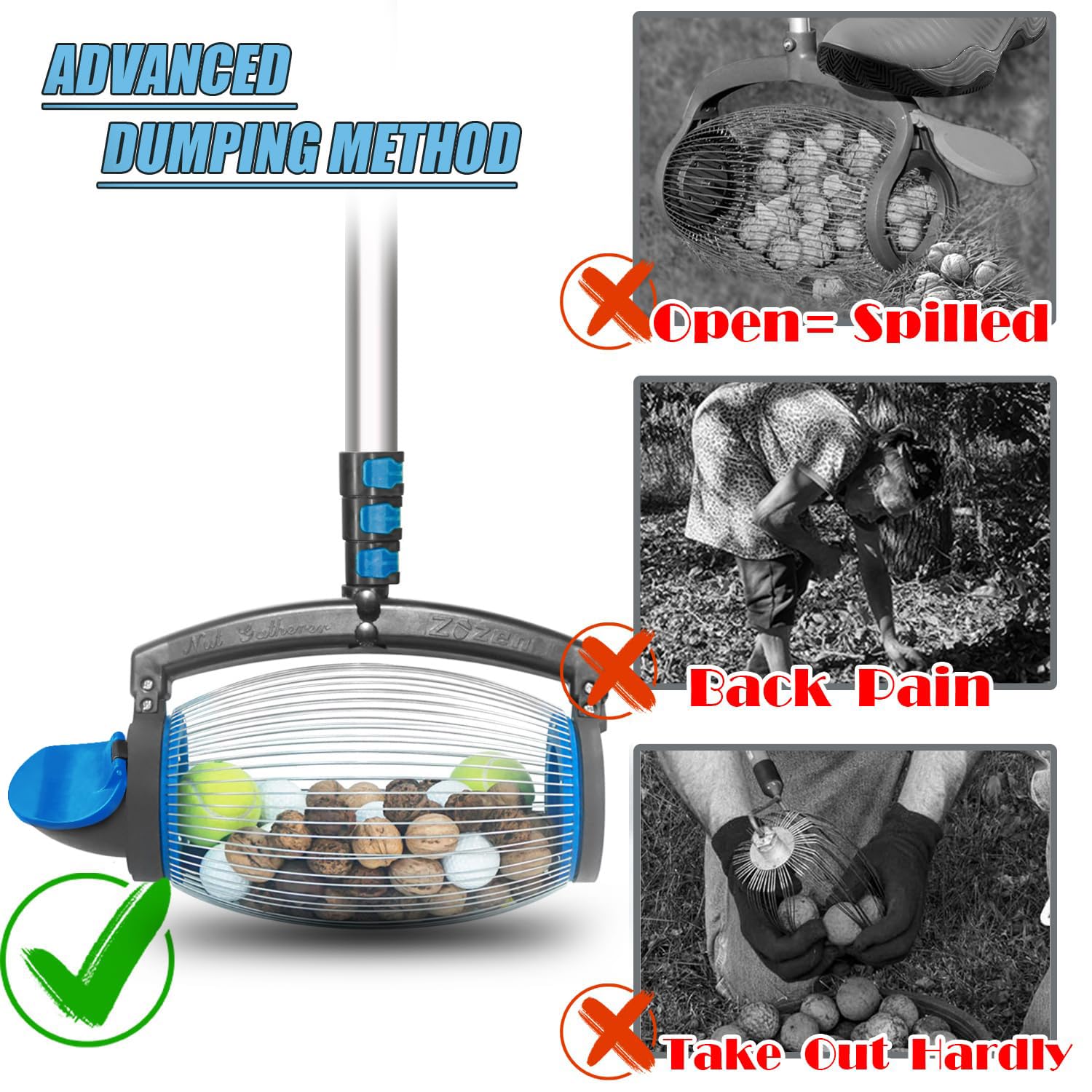 zozen handle and telescopic rod with soft grip for comfort