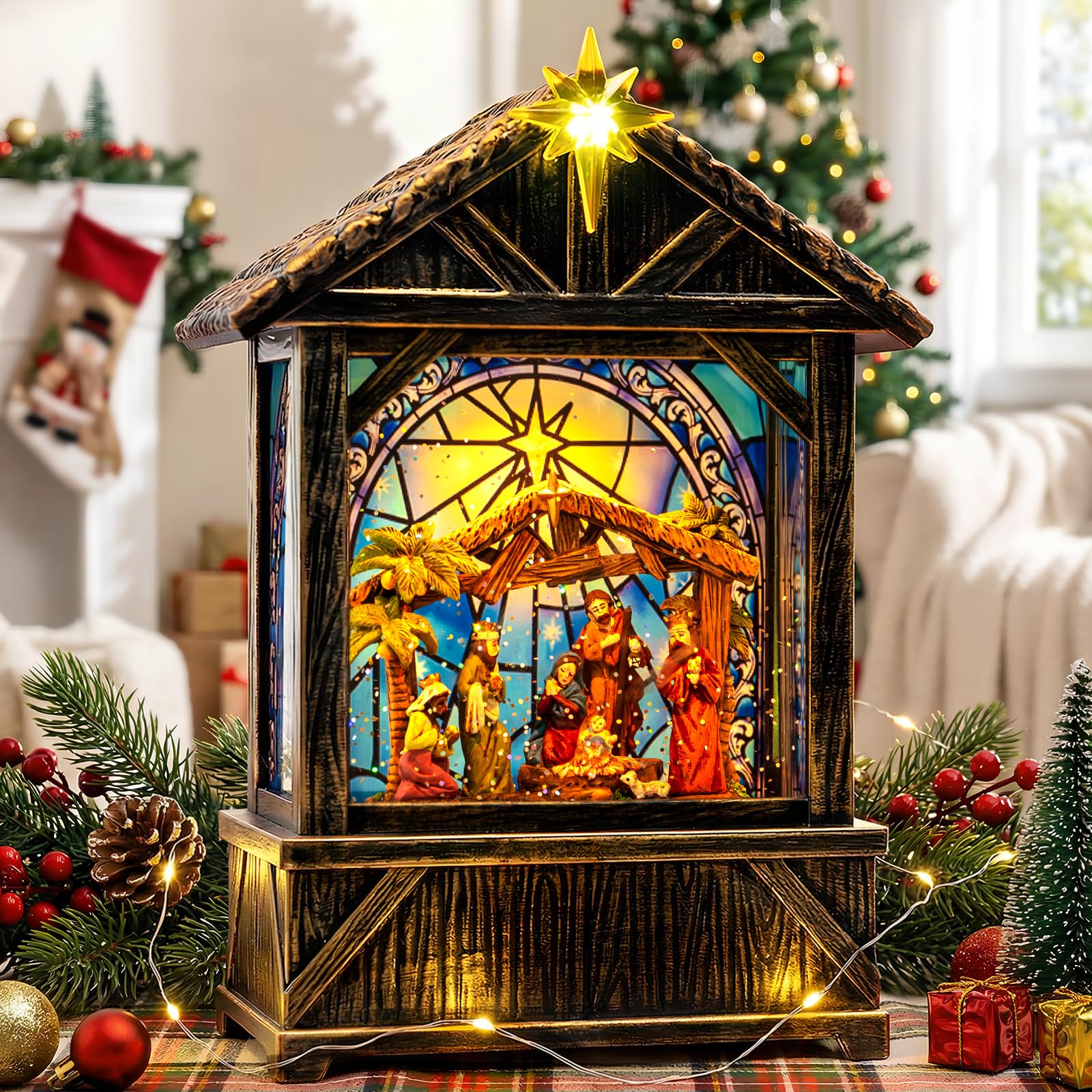 ZQQLITE front view lantern displaying warm glow and festive appeal