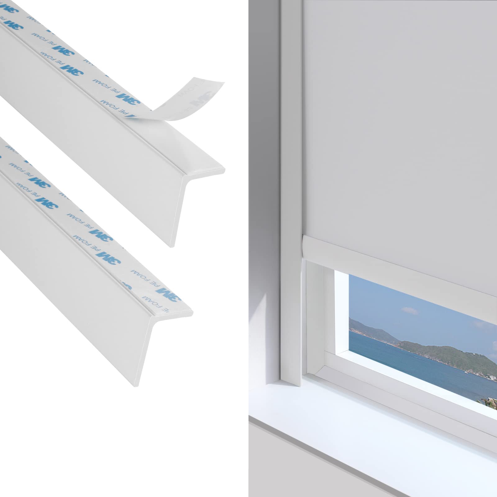 ZSTARR front view of two white 58-inch PVC light blockers showing neat packaging and fit