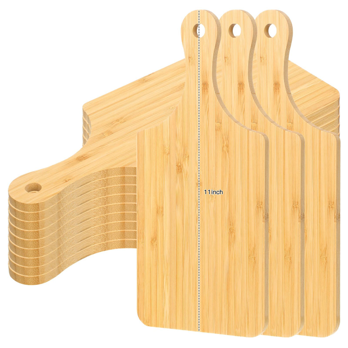 Zubebe front view of twelve stacked bamboo boards showing compact benefit