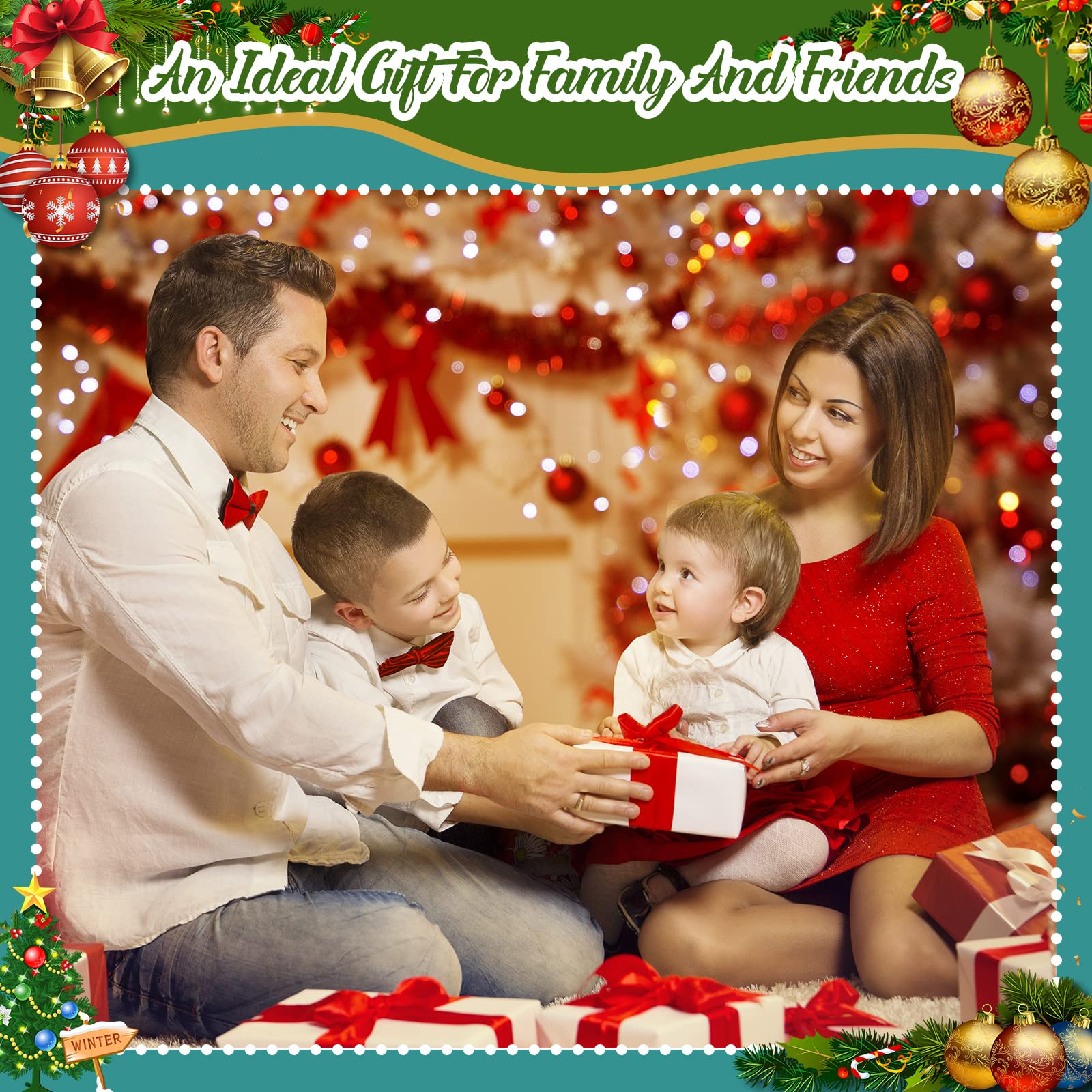 Zubebe lifestyle shot in living room showing finished stockings enhancing holiday ambiance