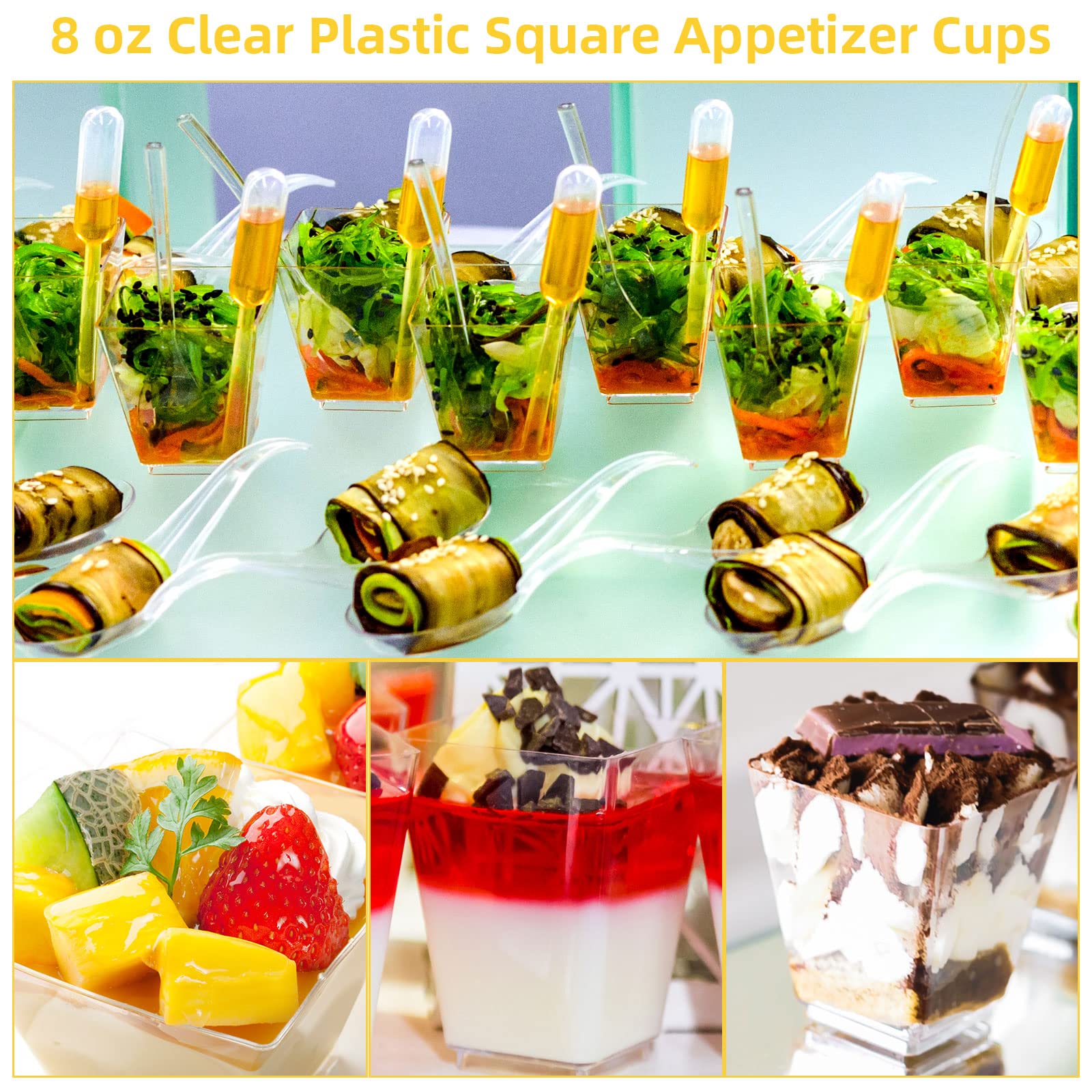 Zubebe cups displayed on buffet table illustrating event-ready convenience and attractive servings
